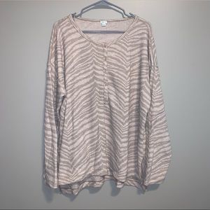 Zebra Striped Tan Aerie Henley Top